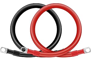 Zrigiwr 4AWG 15-Inch Battery Cables Set, (1 Positive & 1 Negtive) with 3/8" M10 Lug Terminals, Power cord inverter jumper cables, Battery Cable for Car, Truck, Solar, Marine, Lawn Mower, RV