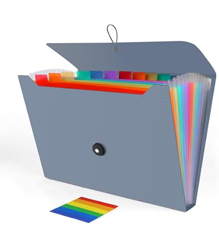 ESUPPORT Expanding File Organizer - 13 Pocket Accordion Folder For A6 Papers, Receipts, Documents (4-Pack, Colors Vary)