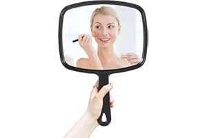 HYOUJIN Hand Handheld Mirror (6.7″×9.4″) – Hand Held Small Mirror for Barber and Salon,Handheld Makeup Portable Mirror for Travel, Suitable for Women and Men(Black)