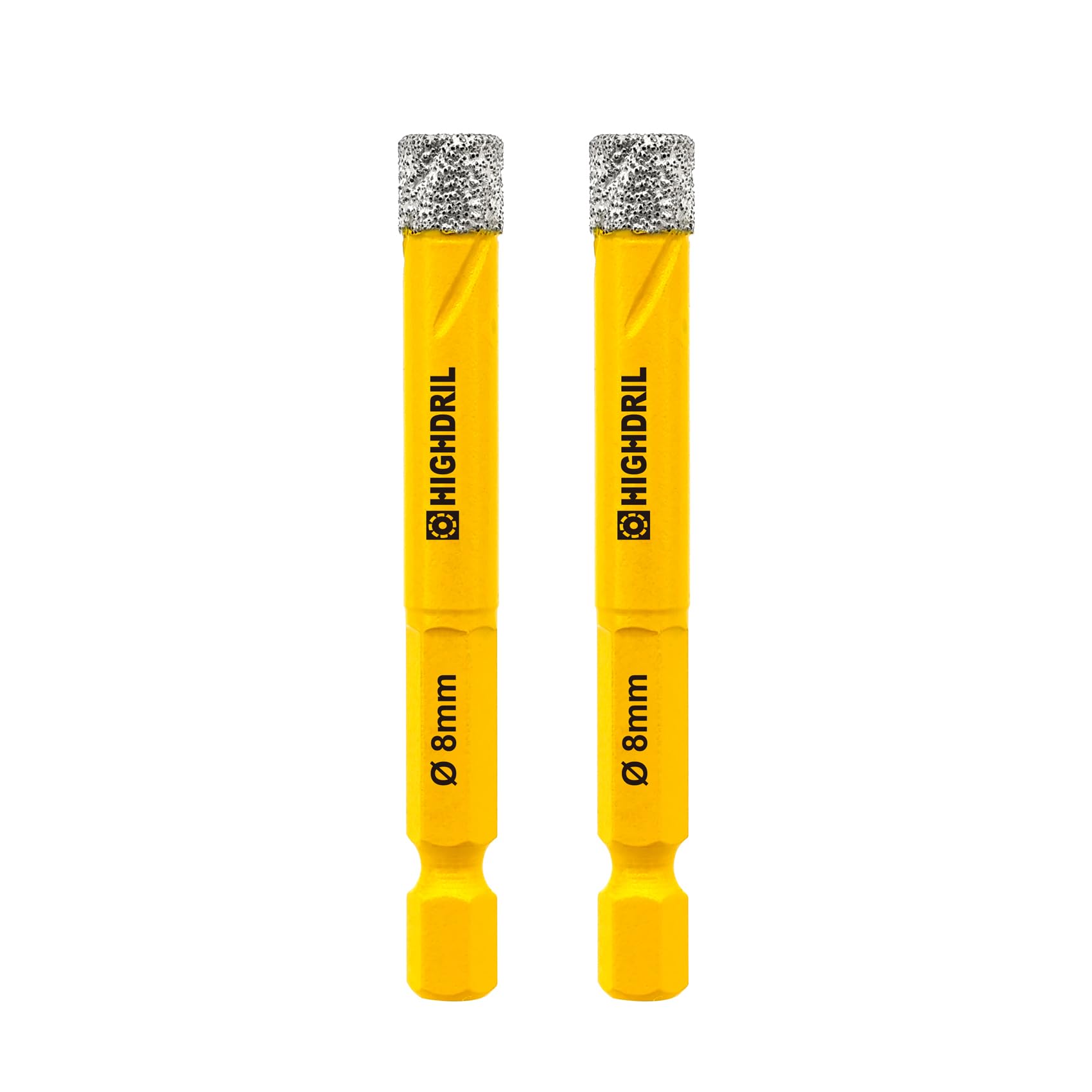 HIGHDRIL Dry Diamond Drill Bits,2pcs 8mm 5/16" with Hex Shank for Granite Marble Porcelain Tile Ceramic