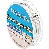 BENECREAT 33 Feet 21Gague Square Copper Wire, Silver Craft Copper Wire Tarnish Resistant Jewelry Wire for Jewelry, Hobby Craf