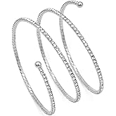 Tidefire Multilayer Rhinestone Cuff Bracelets for Women Sparkling Cubic Zirconia Crystal Bridal Bangle