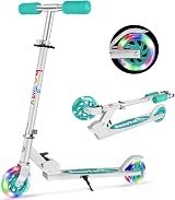 BELEEV Kids Scooter 2 Wheel Folding Adjustable Height 3-12 Green