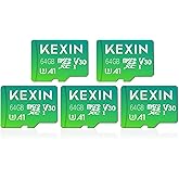 KEXIN Micro SD Card 64GB 5 Pack microSDXC Memory Card Class 10 Micro SD Card High Speed Up to 85MB/s, C10, U3, V30, A1