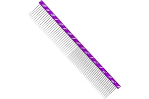 MEKBOK Fearless Alpaca Metal Pet Comb for Grooming Cats and Dogs (Purple) - Purple, Blue, Red, and Gold Colors Available - 8 Inch Length - Rounded Spine - Great Tool for Mats and Shedding