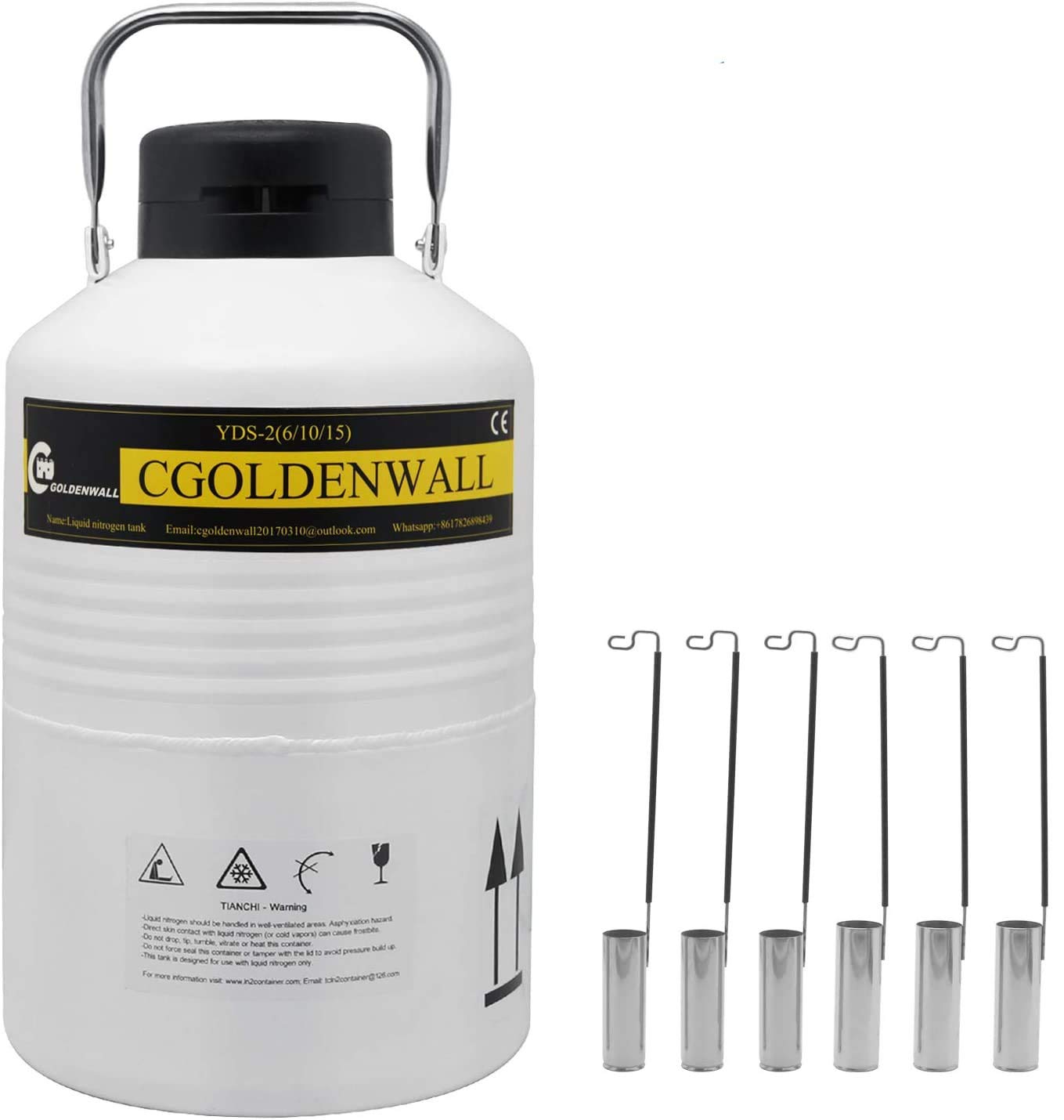 CGOLDENWALL Liquid Nitrogen Container 3L Cryogenic Container N2 Tank for Research Institutes/Farms/Hospitals/Beauty Salons