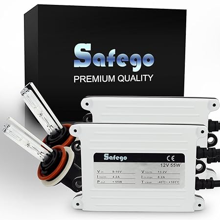 Safego HKA1255-70BW-H8911-6K 55W H8 H9 6000K HID Xenon Umbausatz Lampe Schlank HID XENON Scheinwerfer Nachrüstsatz Set