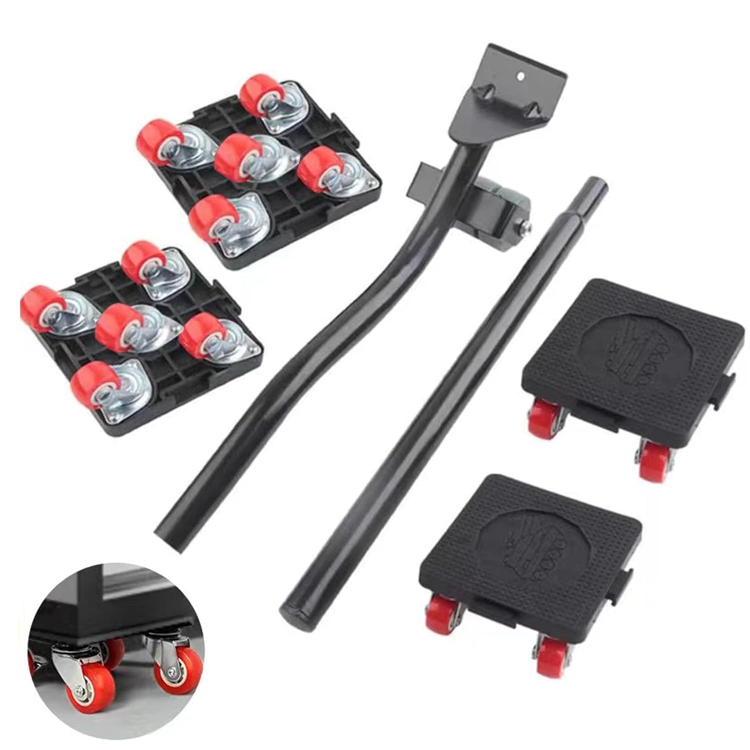 QYVFLIZ Furniture Lifter, Heavy Duty Mover with 5 Wheels, Carbon Steel, Black, 1200 lb Capacity, 360° Rotation, For Moving Heavy Furniture, Refrigerators, Sofas, Cabinets