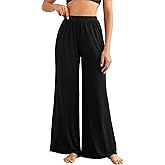 Narecte Women's Lounge Pajama Pants Elastic High Waist Cozy Wide-Leg Pants Casual Loose Pj Bottoms