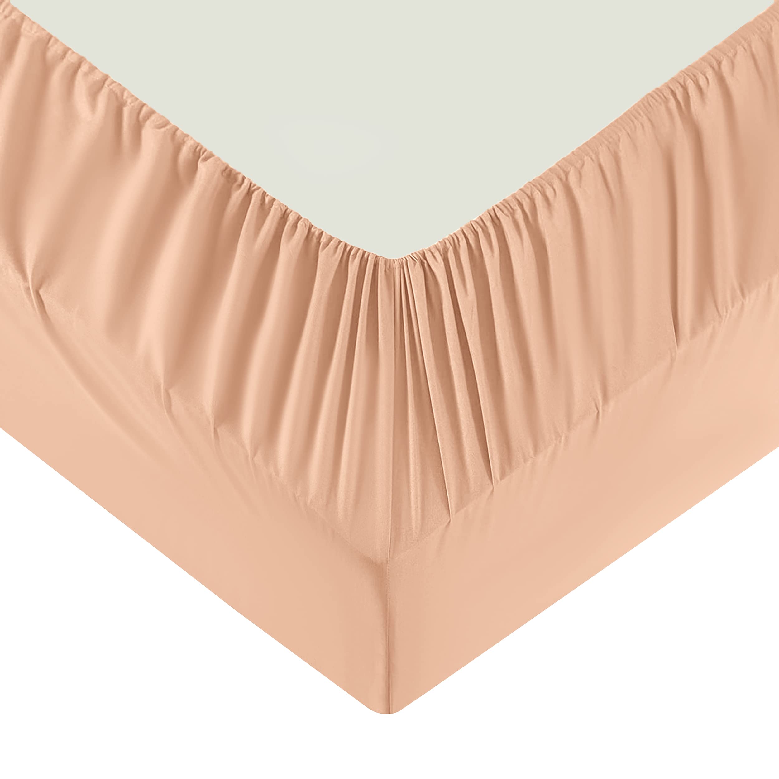Moonlight Bedding King Size Fitted Sheets - 25cm Deep King Peach Fitted Bed Sheets - Soft Brushed Fabric Shrinkage, Wrinkle free And Fade Resistant Easy Care Bed Sheet (152 x 200 Cm)