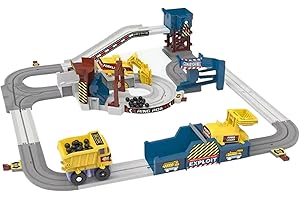 1 ensemble de piste de course électrique avec camion, chariot élévateur, tramway et plus encore, jouets d'ingénierie flexible