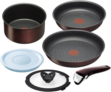 Amazon Co Jp ティファール 鍋 フライパン 6点 セット 着脱式取っ手 蓋 付 インジニオ ネオ ロゼブラウン セット6 Ih対応 L ホーム キッチン
