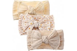 Soft Knit Baby Girl Headband Set – 3 Double-Layer Bow Hairbands in Candy Colors | Newborn Photo Accessories, Perfect Baby Gir