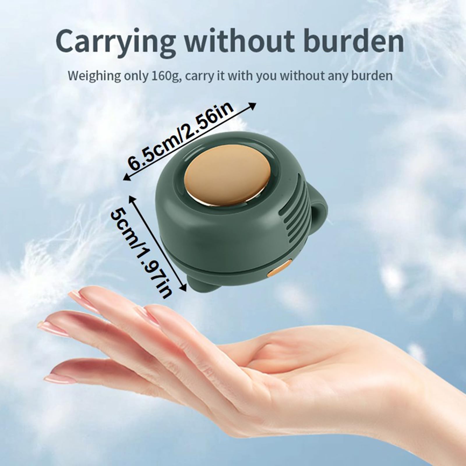 Cowenhey Portable Bladeless Fan, 3 Speed Silent Mini Whirlwind Fan, Hands-Free Wearable with Waist Clip for Office/Travel/Outdoor, USB Rechargeable Personal Cooling (White)