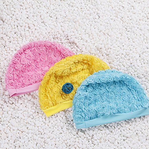 Swimming Cap Baby Girls Flower Cut Swim Cap Kids Summer Soft Bath Cap Swimming Hat to Keep Hair Dry