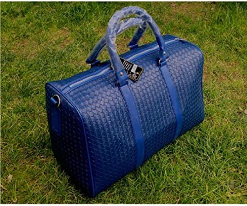 SP-CHARMING Travel Bags Large Capacity Luggage Travel Duffle Bags Pu Leather Waterproof (Blue)