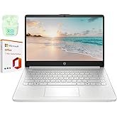 HP 14" LED Business Laptop Computer, 16GB RAM 640GB Storage (128GB UFS + 512GB SD Card), Intel Quad-Core N150 Processor, Windows 11 S & 1-Year Microsoft Office 365 Included, PLUSERA Earphones, Silver