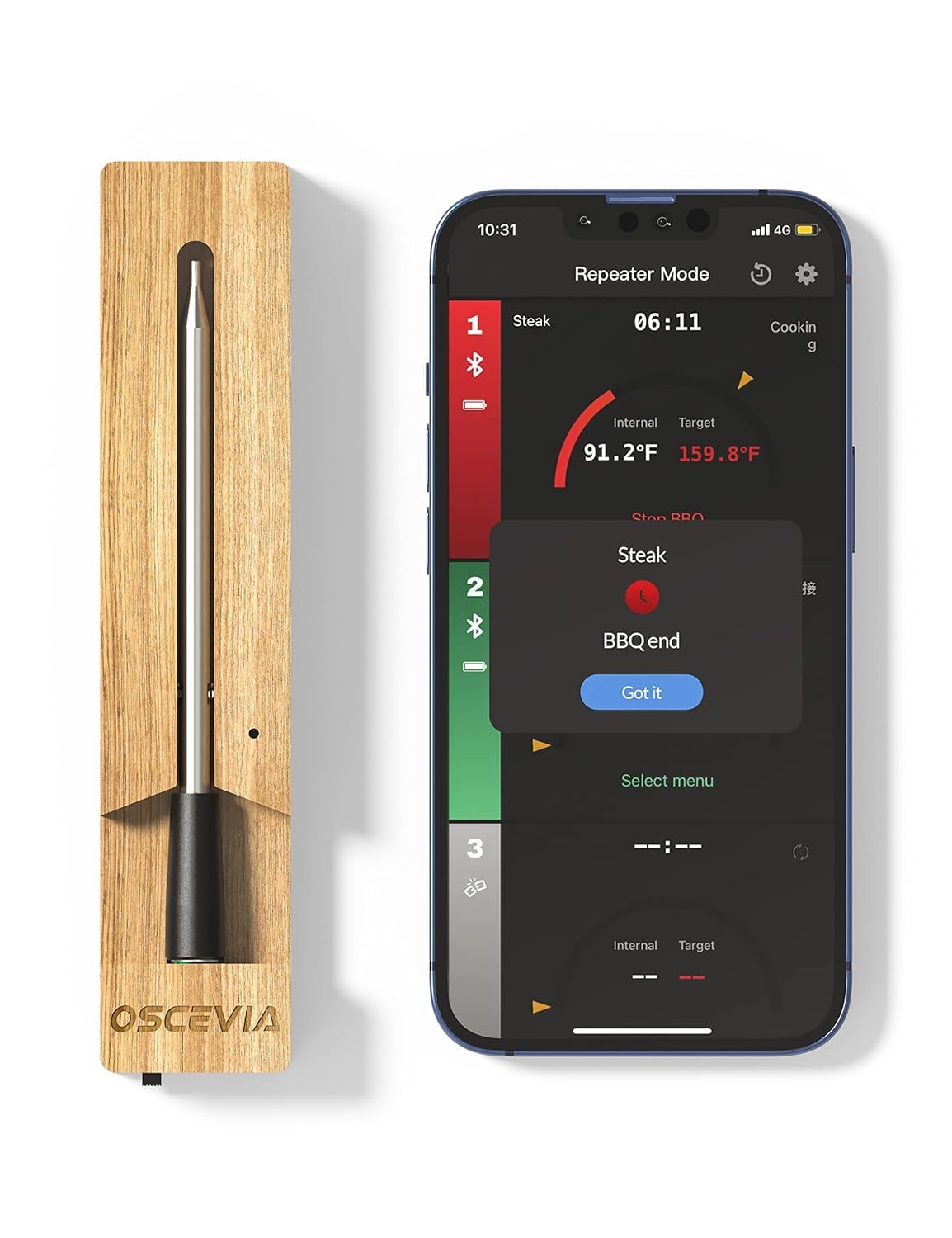 Photo 1 of Smart Meat Thermometer Digital, Wireless Food Thermometer Bluetooth with Alert, WiFi, Instant Read, 262ft Range, IP67 Waterproof, Dishwasher Safe for Oven,Smoker,BBQ, Kitchen, Grill, Rotisserie