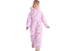 LaBeca Girls Snowsuit Waterproof Snowboarding Coveralls One Piece Ski Suit for Kids Winter Outdoor Windproof Jumpsuits