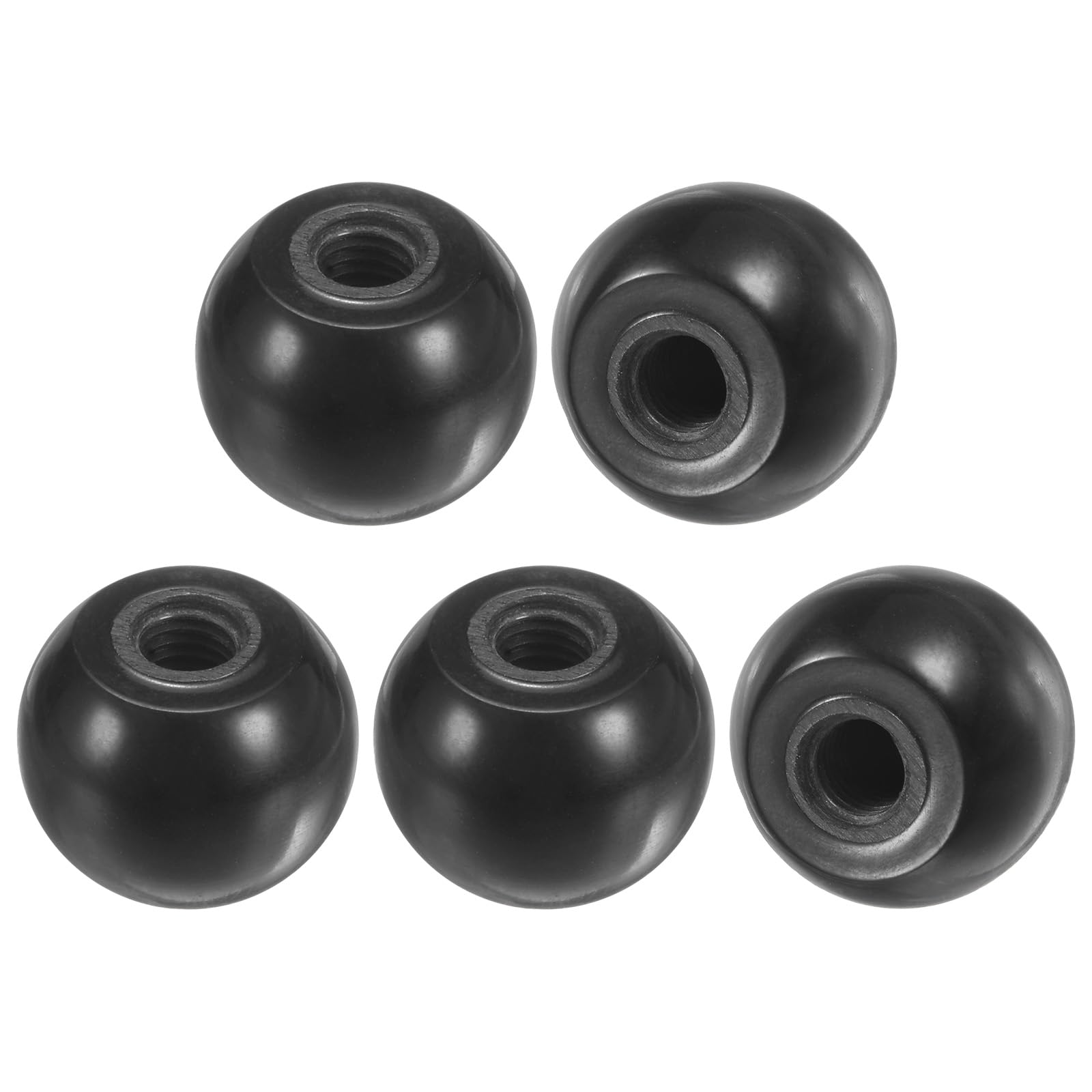 M METERXITY 5-Pack Threaded Ball Knobs, M5 Female Thread 16mm Dia. Thermoset Ball Knob for Lathe/Machine/Lawn Mowers, Round Phenolic Lever Handle [Black] — image 1
