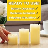 Festive Lights Real Wax LED Pillar Candles Set of 3 Warm White Flicker view 2