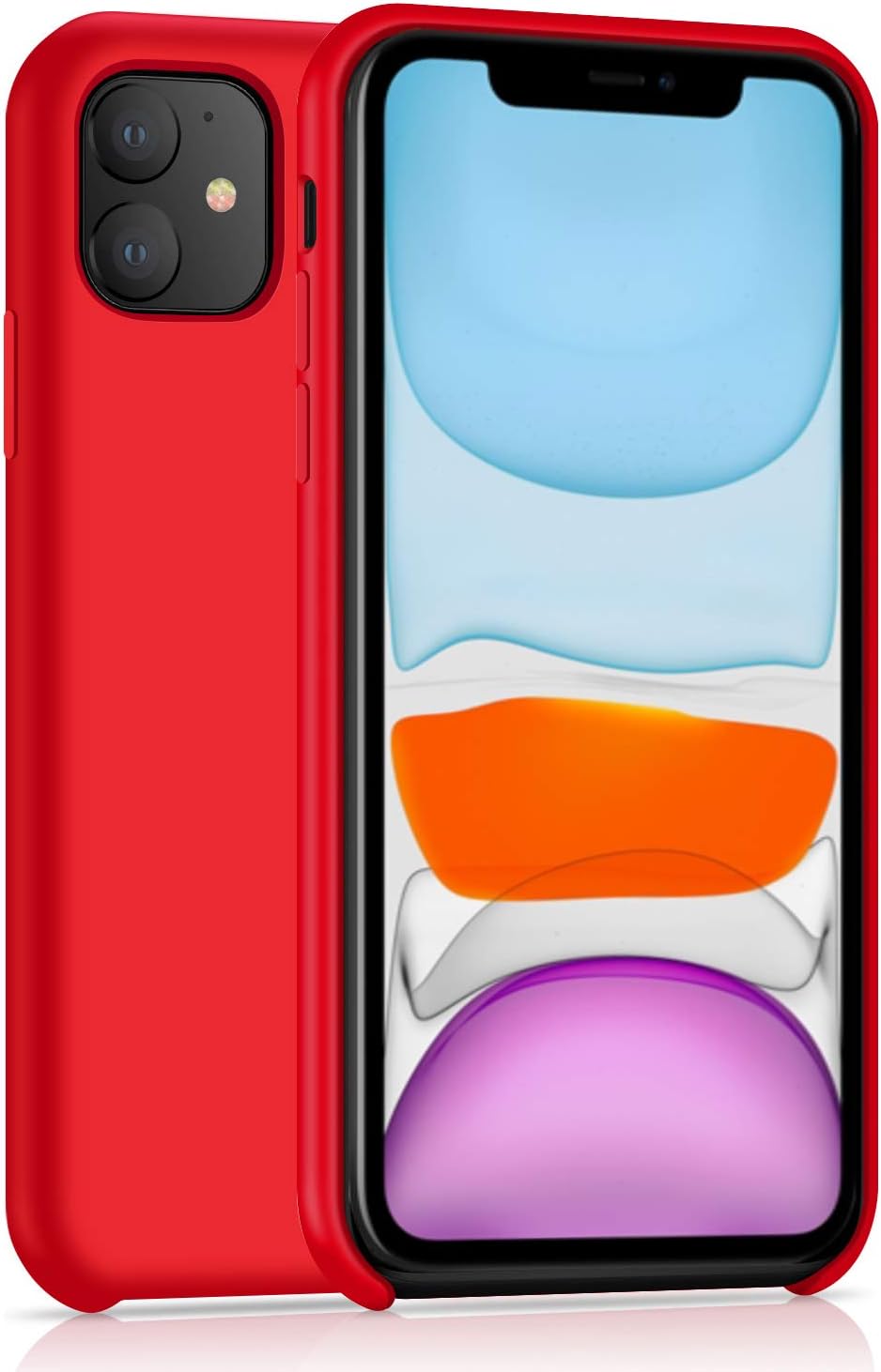 AHABIPERS Liquid Silicone Case for iPhone 11 Case, Scratch Resistant, Drop Protection, Gel Rubber Shockproof Cover with Soft Microfiber Cloth Cushion for Apple iPhone 11 6.1 inch - Red