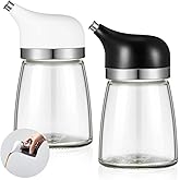 Yiyiring Glass Soy Sauce Dispenser, Small Olive Oil and Vinegar Dispenser, Soy Sauce Bottle, Non Drip Spout Cruet Bottle Container for Oil Vinegar Seasoning Kitchen(5 oz,White and Black,2 Pcs)