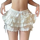 Women Lolita Lace Ruffled Layered Bloomers Shorts Y2k Fairy Tiered Pumpkin Boxer Shorts Party Boy Short Pettipants