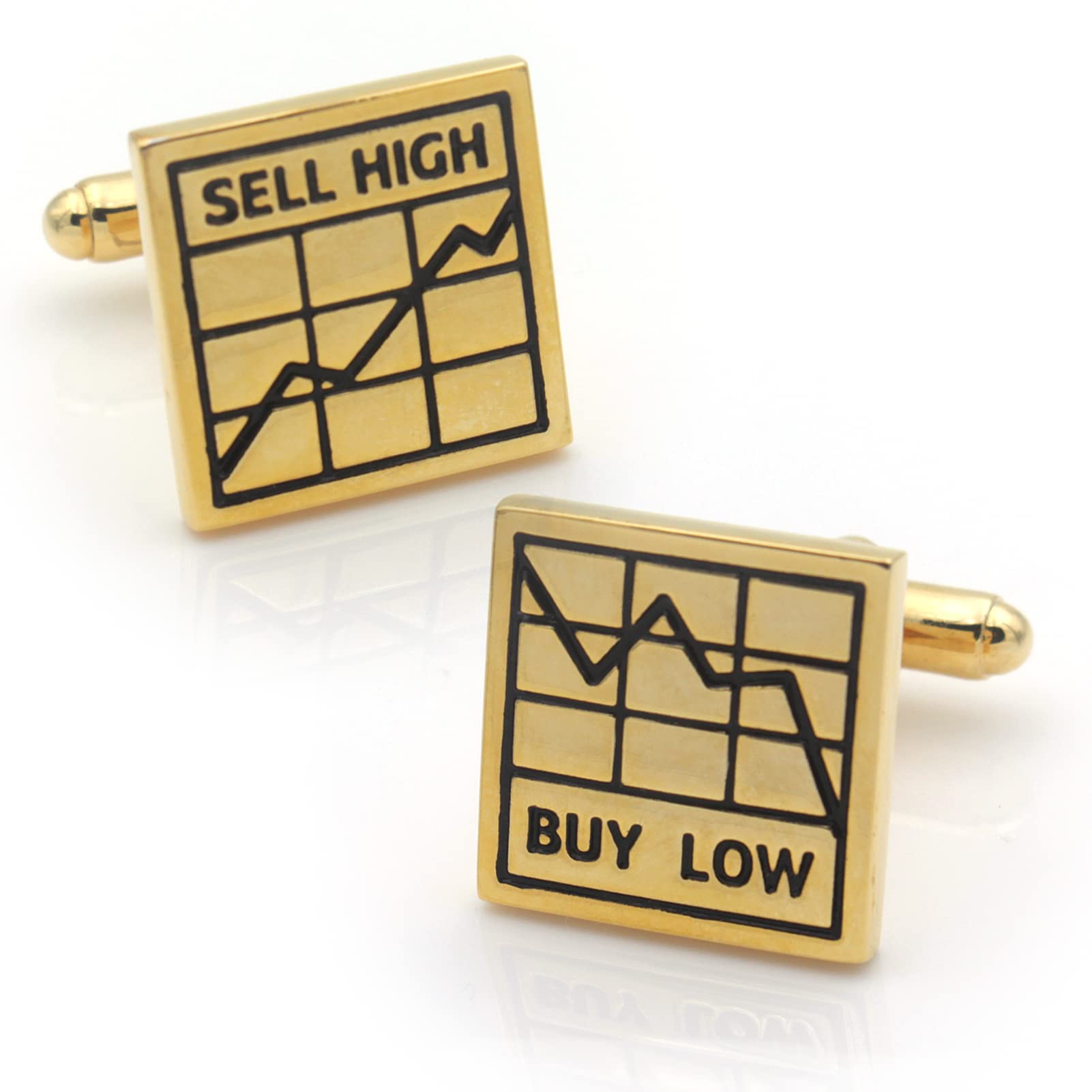 Buy Low Sell High Stock Market Financial Consultant Investment Banking Gold Cufflinks