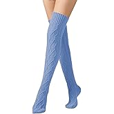 Leoparts Cable Knit Thigh High Socks for Women Over the Knee Boot Socks Extra Long Leg Warmer Winter Stockings