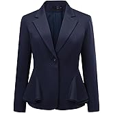 YYNUDA Womens Suit Jacket Casual Long Sleeve Blazer with Ruffle Hem