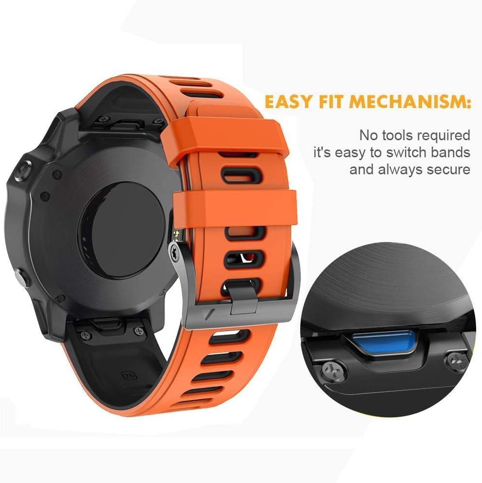 NotoCity Fenix 5X Replacement Strap with 26mm Width Strap for Fenix 5X Plus/Fenix 6X/Fenix 6X Pro/Fenix 7X/Fenix 3/Fenix 3 HR/Descent MK1 (Orange) - Image 4