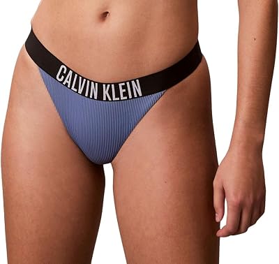 Donna Slip Bikini Brazilian a Costine, Blu (Blue Tulip), L