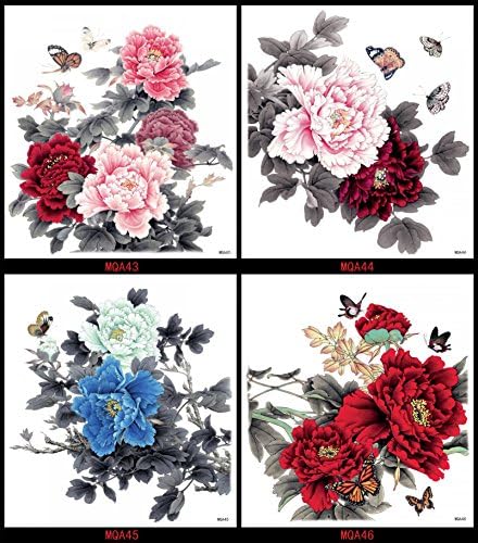 GGSELL GGSELL look like real temporary tattoos 4pcs extra large colorful peony flowers fake tattoo stickers in a packages