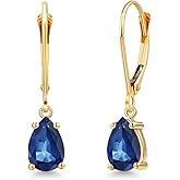 Gem Stone King 14K Yellow Gold Gemstone Birthstone Leverback Dangle Earrings for Women | Pear Shape 7X5MM | Gold Jewelry for Her Mom Wife
