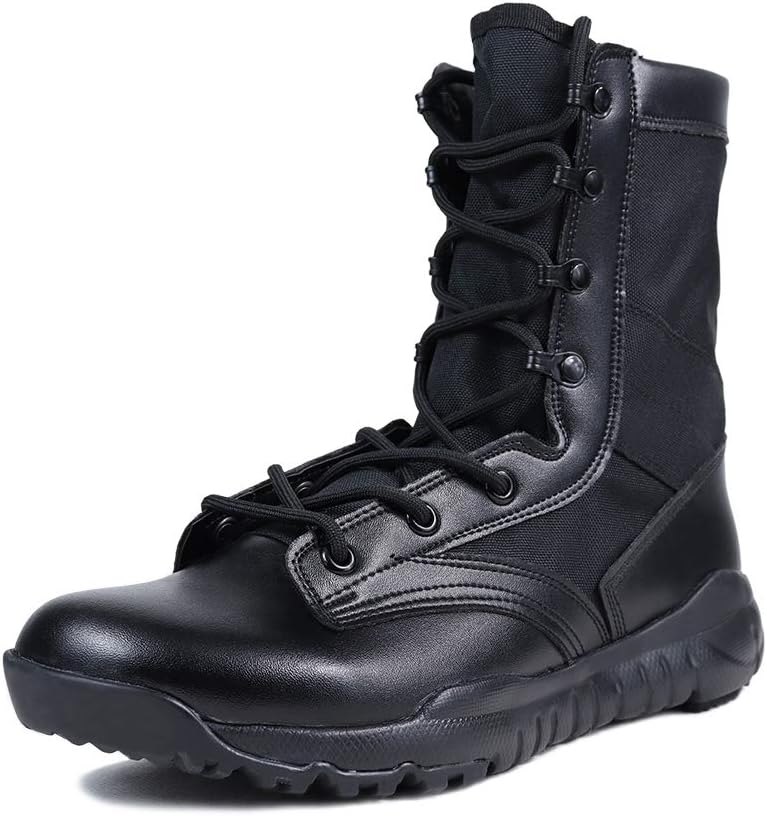 LUDEY Men's Ultralight Breathable Military Boots Commando Outdoor Desert Tactical Boots Combat Boots Security Police Shoes A-CQB