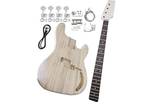 SDWU&TONG sdwutong Bass Guitar Kit DIY PB Bass Style Beginner Kits 4 String Right Handed with Paulownia Body Hard Maple Neck Rosewood Fingerboard Chrome Hardware Build Your Own Bass Guitar.
