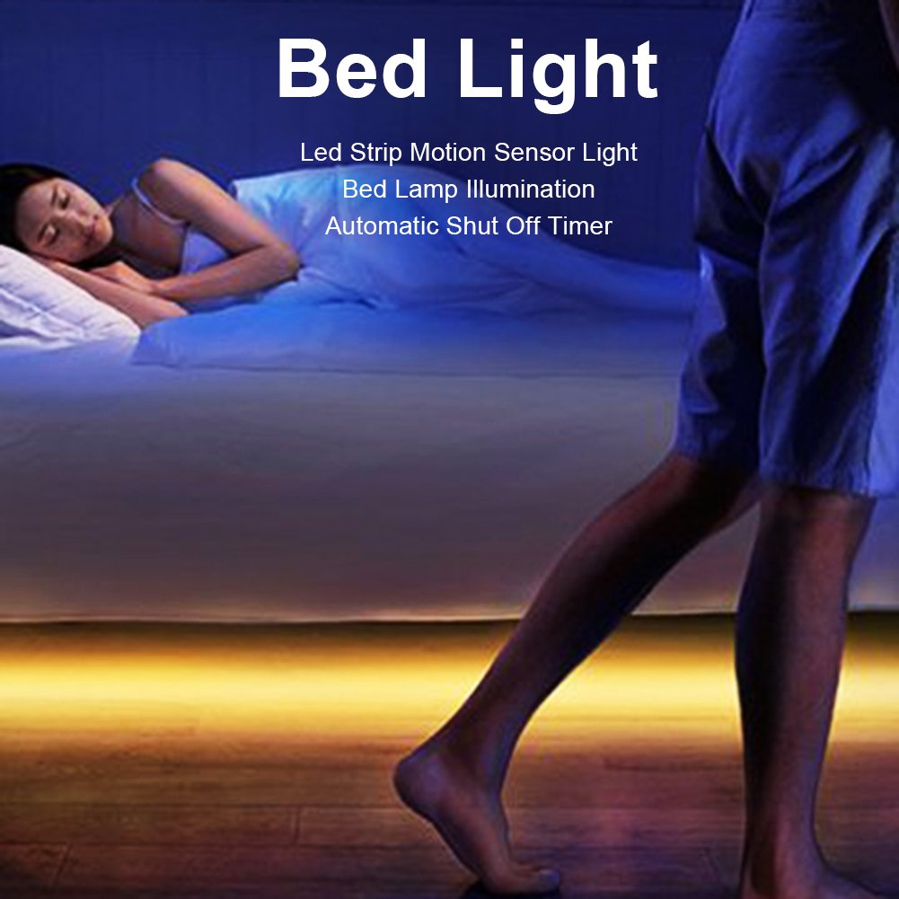 Motion Activated Under Bed Light 45 Leds Flexible Motion Sensor Beside