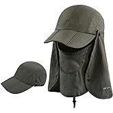 icolor Sun Hats for Men Women with Neck Flap,Foldable Sun Cap Fishing Sun Hats,UPF50+ Sun Protection Ponytail Hats
