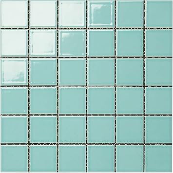 Amazon エンジョイタイル お洒落な モザイクタイル バラ石 50枚入 両面 テープ貼り 単色 47 47 厚さ4 5mm 018 アクアマリン タイル