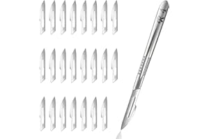 UPEOXT Scalpel Knife Handle #4 with 20 Carbon Steel Blades #23, Precision Cutting Tool for Biology Lab Anatomy, DIY Crafts, L