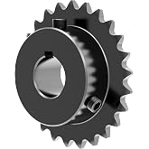 FOCMKEAS 25 Tooth Roller Chain Sprocket, 25 Chain, 1/2" Bore, Kw | B Type Hardened Teeth, Sigle Strand, 1/4" Pitch, Black Oxide 1045 Carbon Steel with Fasten Screws for 04C Chain