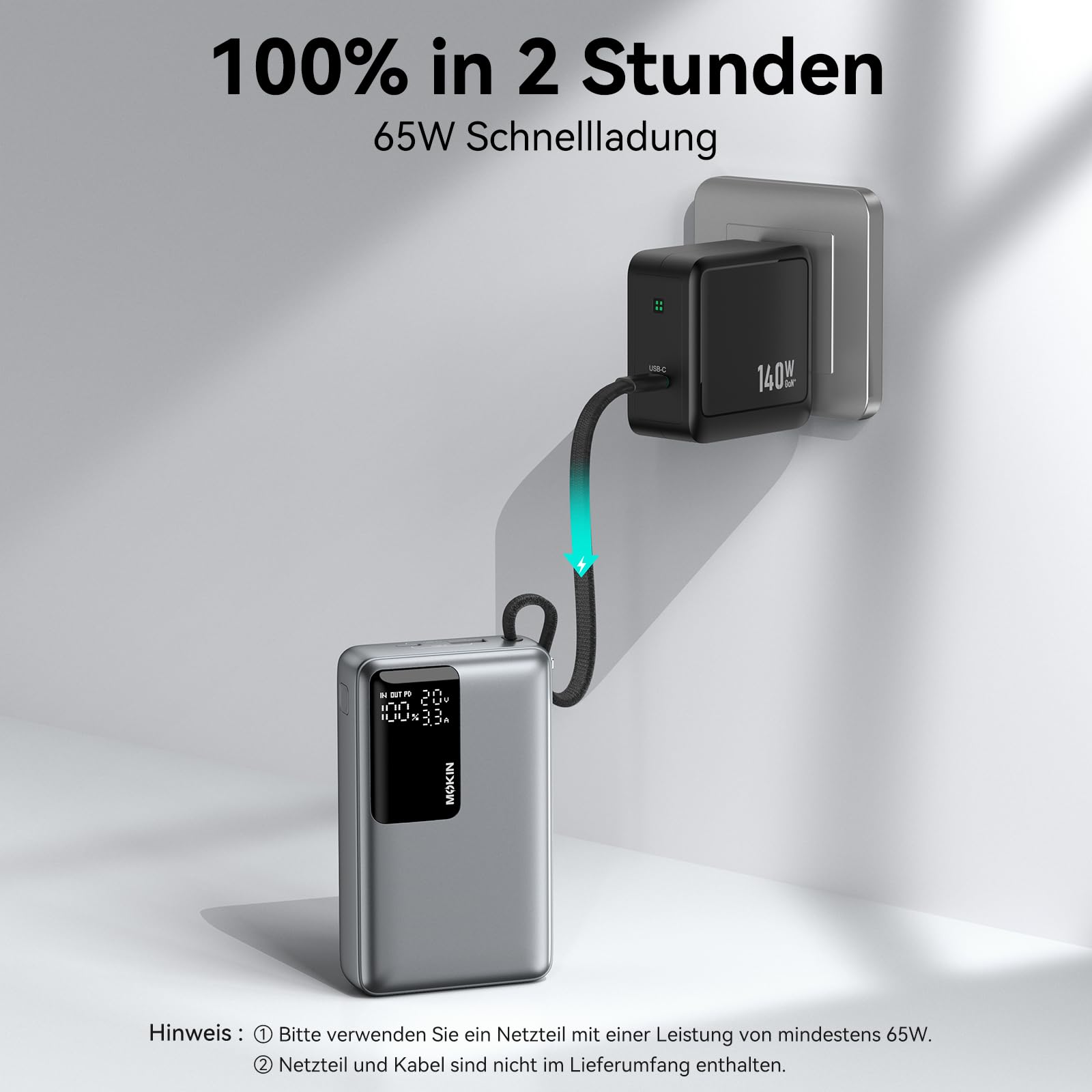 Power Bank, 65W 20000mAh Powerbank Schnellladefunktion USB C PD3.0 & QC4.0 Tragbarer Externer HandyAkkus mit LED Display, Kompatibel mit iPhone 17 16 15 14 Samsung Galaxy S25 S24 für Reisen, Camping 8