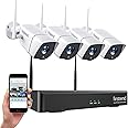 Wireless Security Camera System, Firstrend 8CH 1080P Wireless NVR System with 4 pcs 1.3MP IP Security Camera with 65 ft Night Vision and Easy Remote View, P2P CCTV for Home(No Hard Drive)
