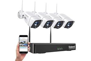 Wireless Security Camera System, Firstrend 8CH 1080P Wireless NVR System with 4 pcs 1.3MP IP Security Camera with 65 ft Night Vision and Easy Remote View, P2P CCTV for Home(No Hard Drive)