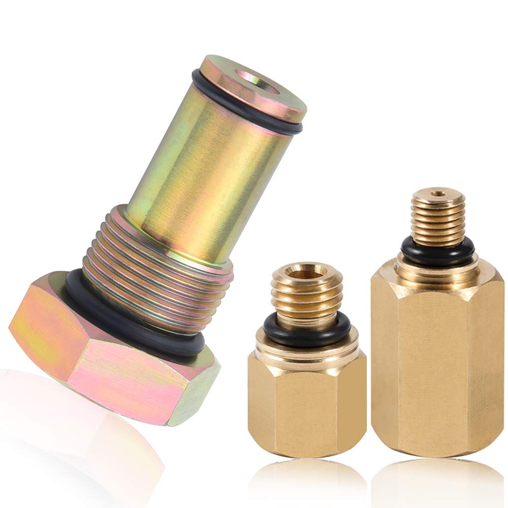 Photo 1 of QISF 6.0 High Pressure Oil Pump IPR Valve Air Test Fitting Tool + Oil Rail Adapters Leak Test Kit for 6.0L Powerstroke Diesel Engine (3Pcs/Set)
