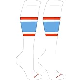 Mk Socks Competitor OTC Baseball, Football Socks (B) White, Orange, Columbia Blue