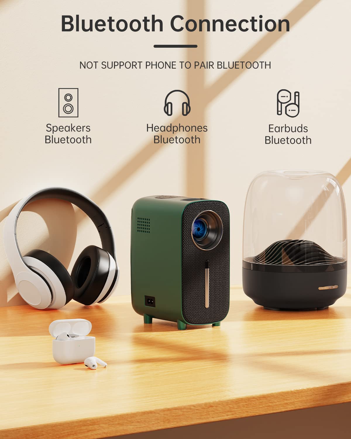 Mini Portable Bluetooth Movie Projector: HISION 1080P 4K Outdoor Home TV Proyector 8500L HD Video Led Projectors Gaming Cinema Theater Camping Support TV Stick Laptop Phone Tablet HDMI USB