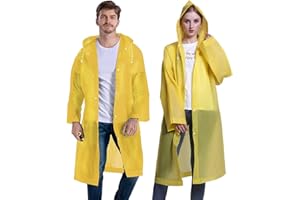 GUKOY Rain Coat Poncho for Adult, 2 Pack Women Men Reusable Raincoats Emergency with Hood and Drawstring