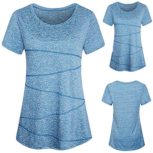 Womens Plain Pleated Hem T-Shirt Fashion Blouse Short Sleeve Yoga Tops Activewear Running Workout T-Shirt